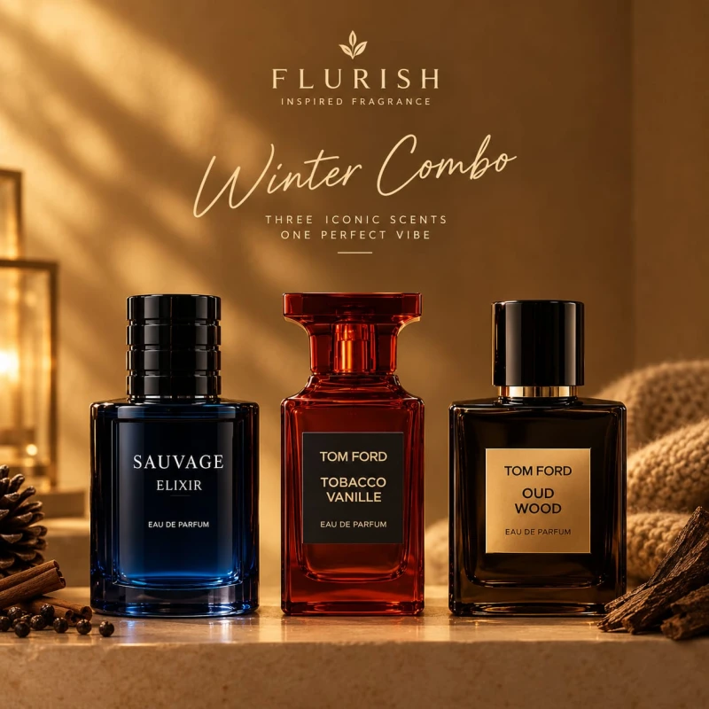 The Ultimate Luxury Men’s Combo Dior Sauvage Elixir × Tom Ford Tobacco Vanille × Tom Ford Oud Wood