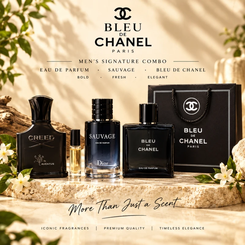 PREMIUM MEN’S PERFUME COMBO Creed Aventus • Bleu de Chanel • Dior Sauvage