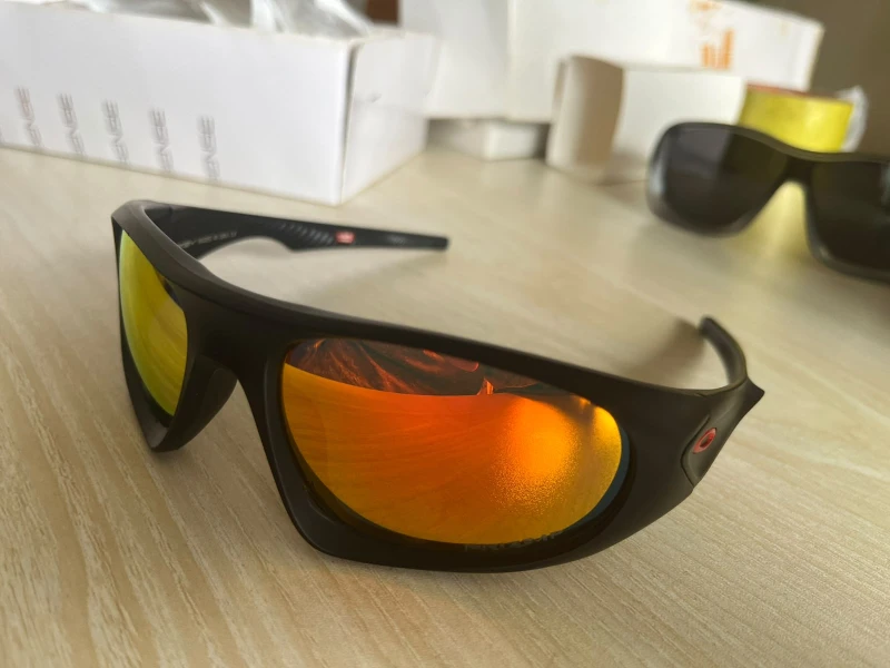Oakley Style Matte Black Fire-Orange Polarized Sports & Biker Sunglass