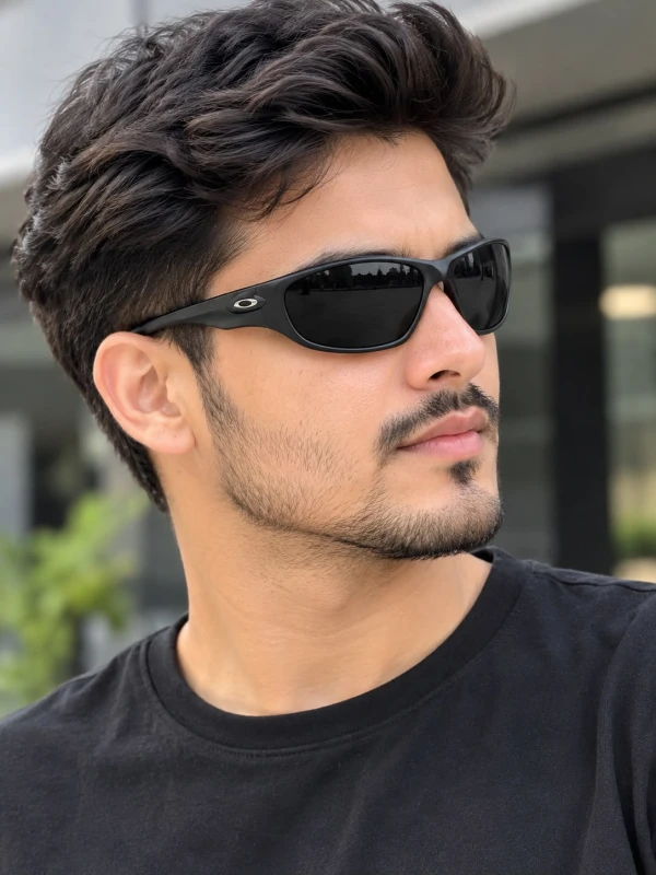 Oakley Style Matte Black Full-Rim Dark Lens Sports Sunglass